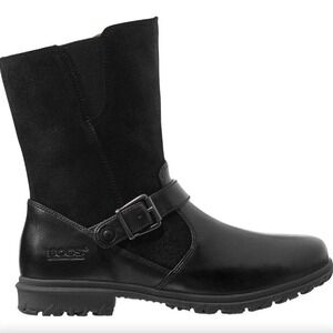 Bogs Women's Bobby Mid Boot Black Waterproof Leather Suede Buckle- Size 7